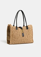 Sac à main en paille à détail métallique