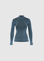 Two-Tone Rib Knit Pullover