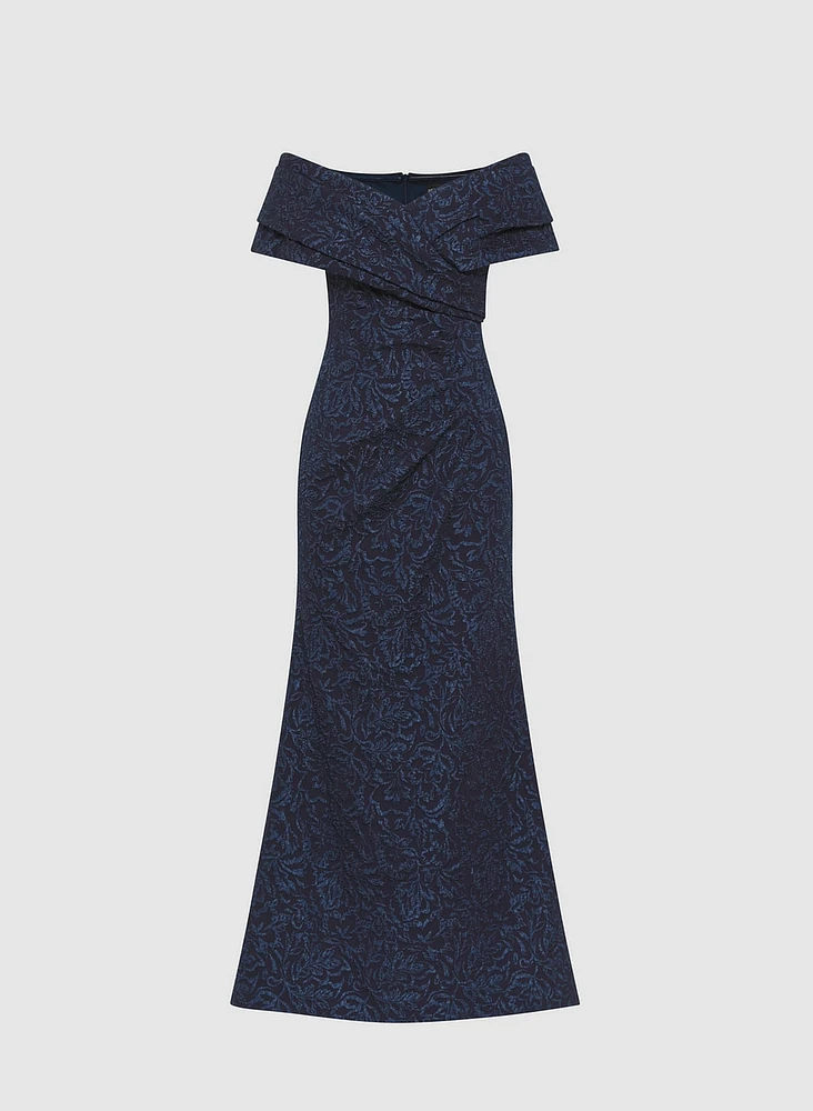 Off-The-Shoulder Jacquard Dress