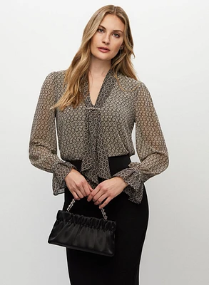 Geometric Motif Tie Blouse