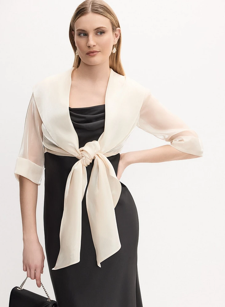 Tie-Front Organza Bolero