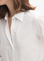 Cotton Rhinestone Embellished Blouse