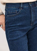 Tonal Embellished Straight-Leg Jeans