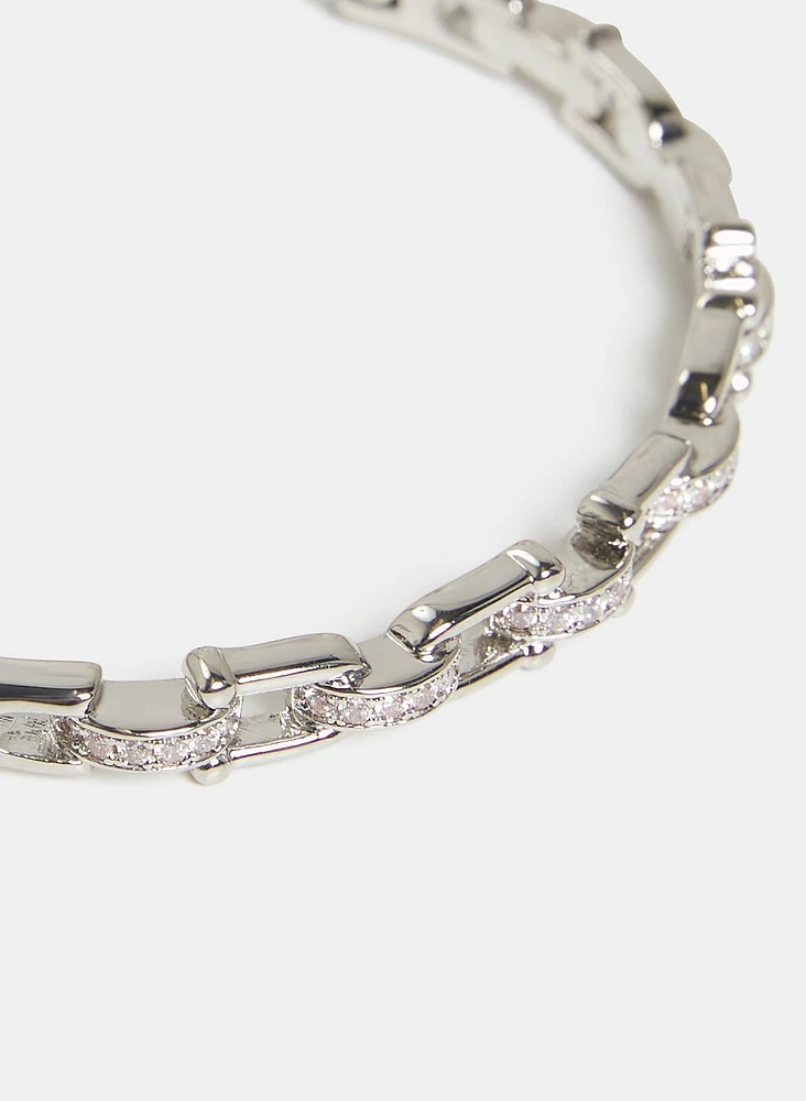 Bracelet jonc à liens et pierres