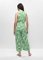 Palm Print Wide Leg Jumpsuit