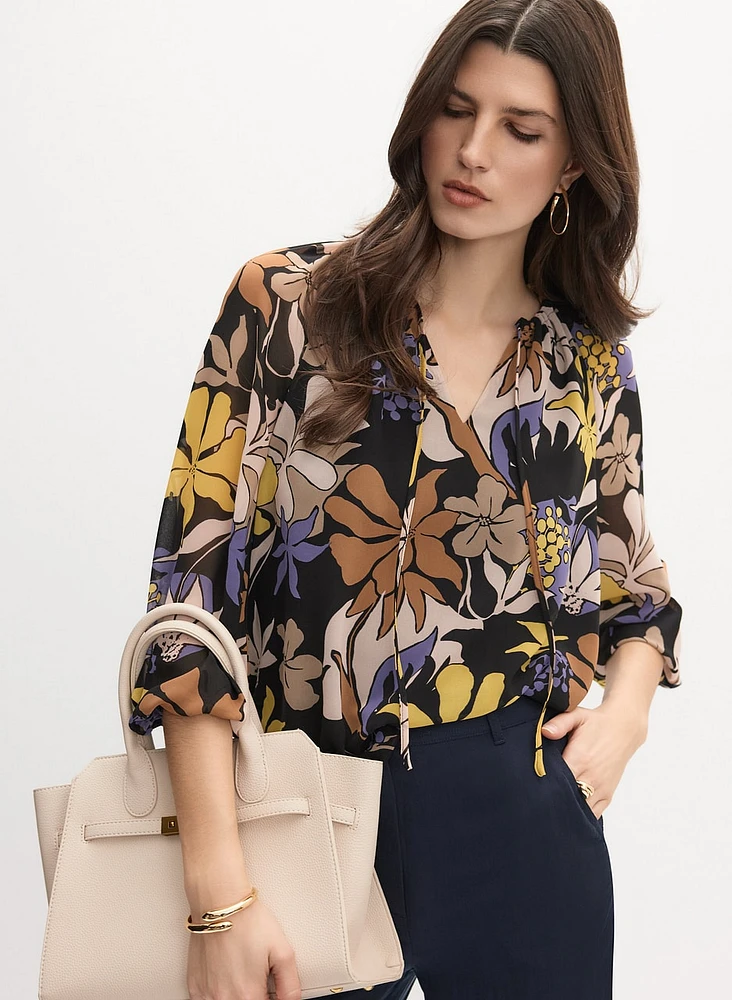 Graphic Tropical Print Blouse