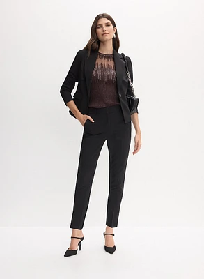 Single-Button Blazer, Sheer Detail Tank & Giselle Pants
