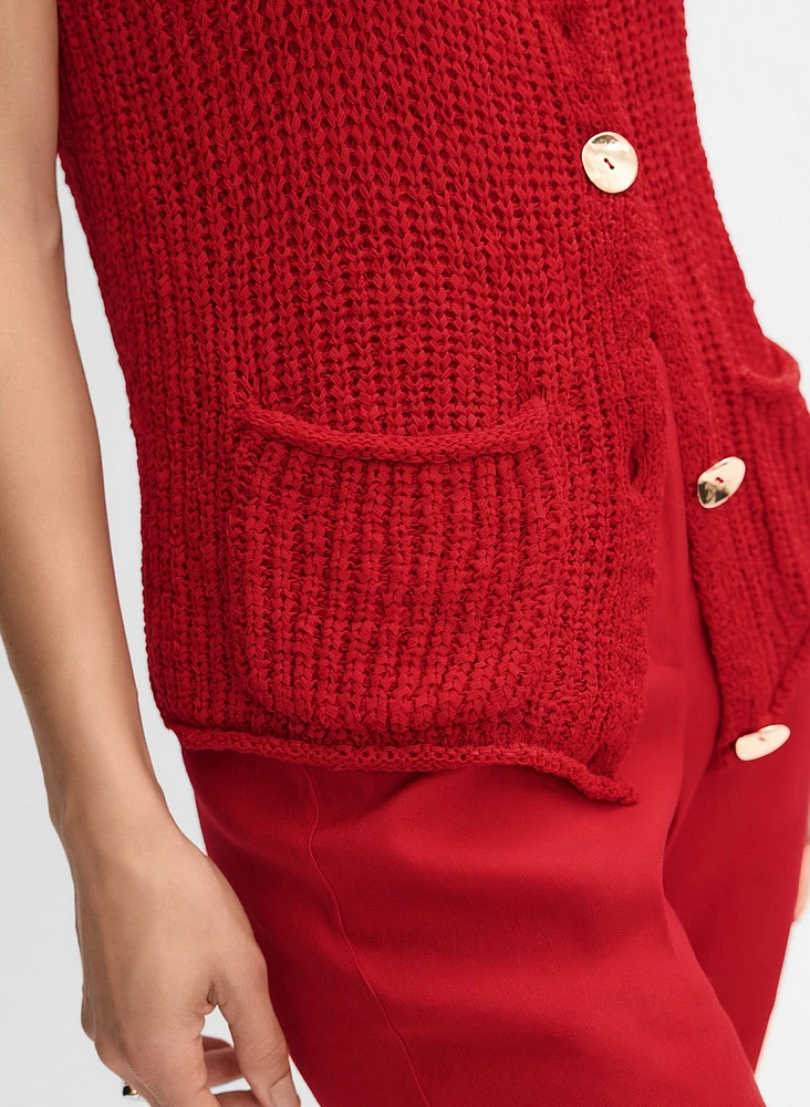 Knit Button-Down Vest
