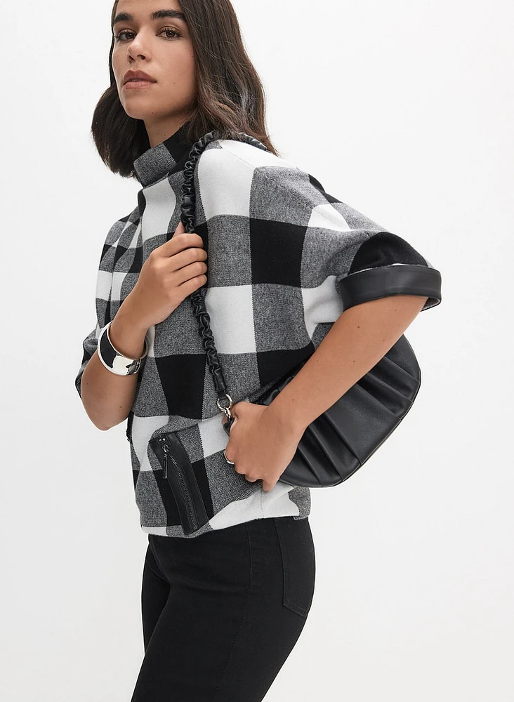 Joseph Ribkoff - Mixed Plaid Funnel-Neck Sweater