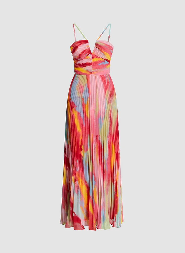 Marbled Plissé Dress