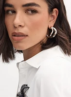 Elongated Abstract Hoop Earrings