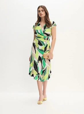 Joseph Ribkoff - Leaf Print Wrap Dress