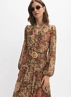 Belted Paisley Shirt Dress