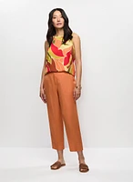 Sleeveless Abstract Leaf Print Blouse