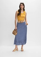 Jupe midi à bande en crochet