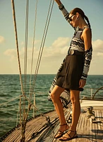 Short taille haute en mélange de lin