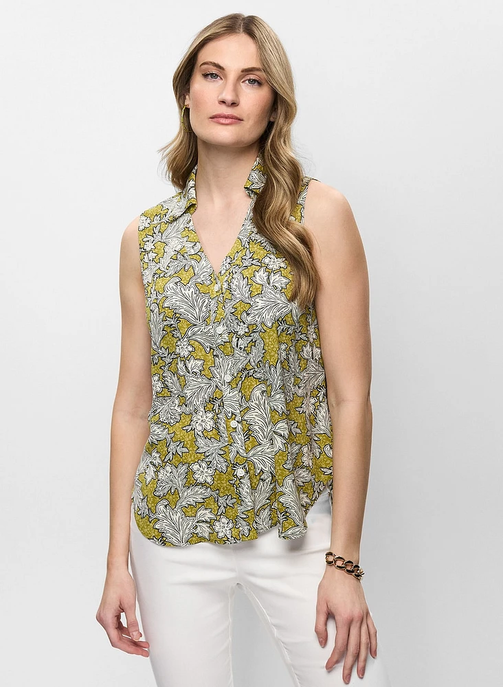 Blouse sans manches à motif floral