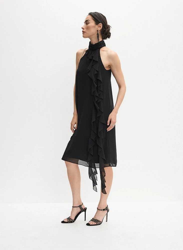 Ruffle Detail High Neck Dress