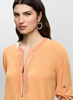 Crinkle Effect V-Neck Tunic