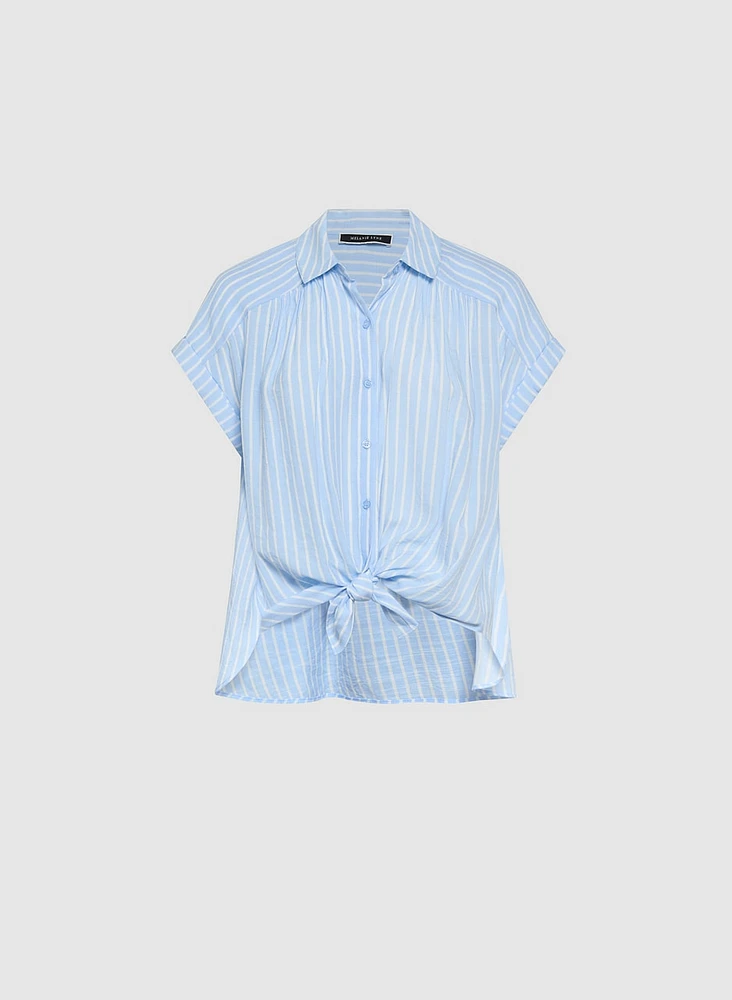 Striped Cap Sleeve Blouse