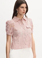 Pearl Button Lace Blouse