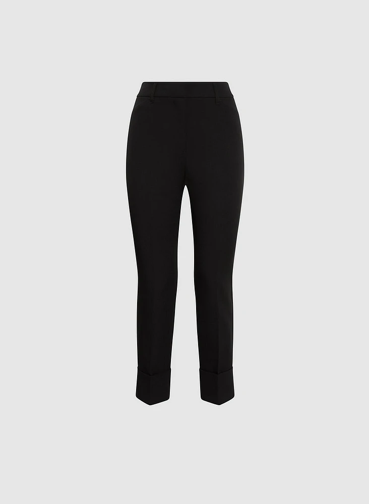 Cuffed Straight-Leg Ankle Pants