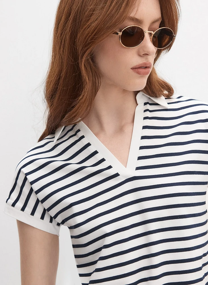 T-shirt rayé à col polo