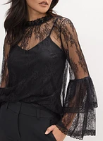 Tiered Bell Sleeve Lace Blouse