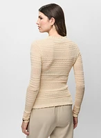 Ruffled Pointelle Knit Sweater