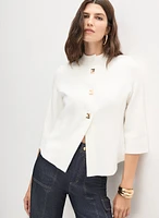 Cropped Mock Neck Cardigan