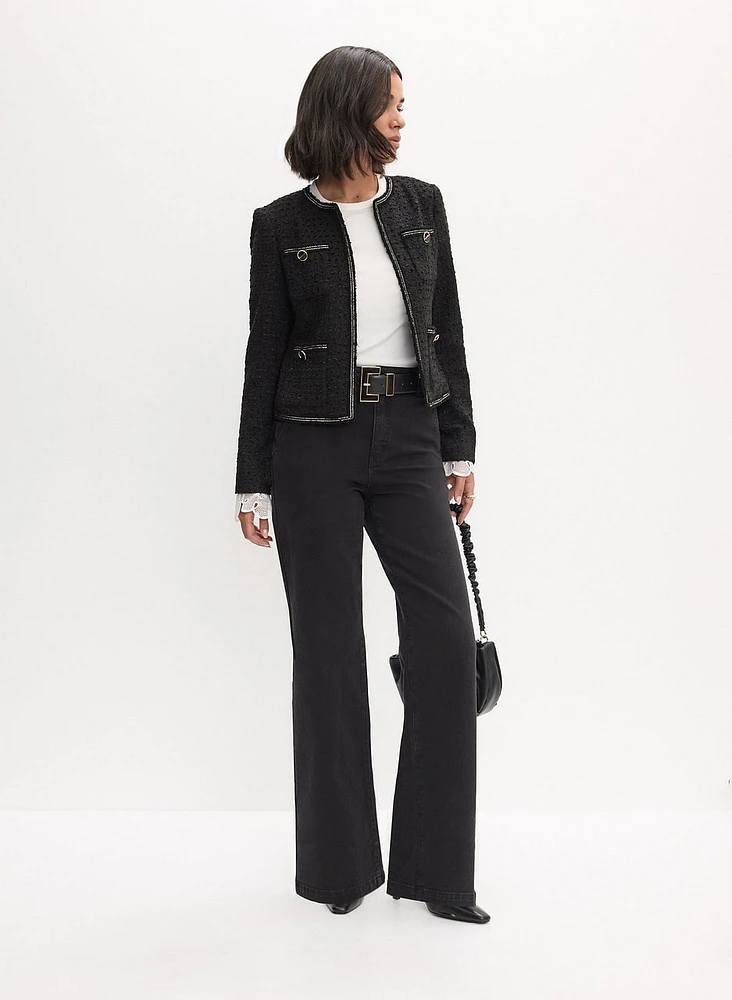 Bouclé Jacket & Wide Leg Jeans