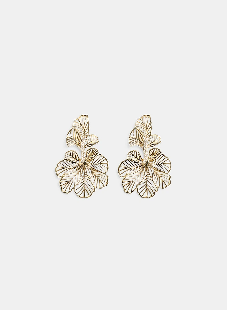 Metallic Flower Drop Earrings