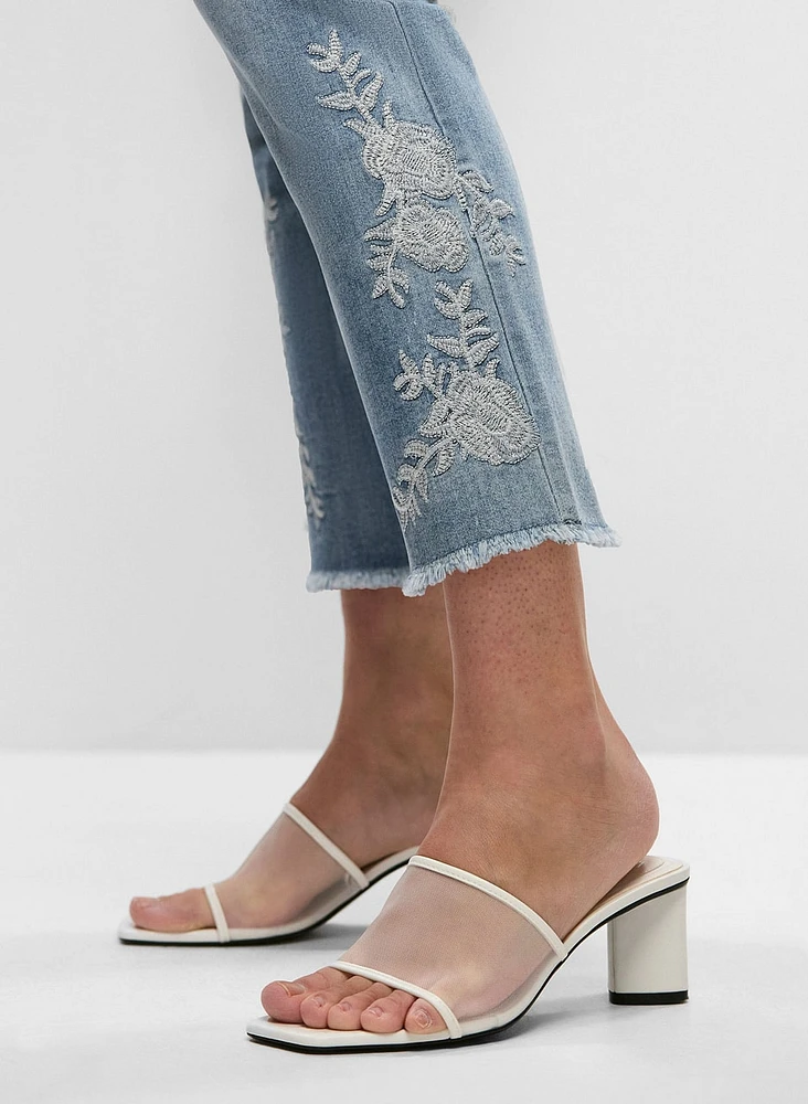 Embroidered Straight Leg Jeans