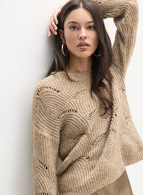 Open Knit Pullover Sweater