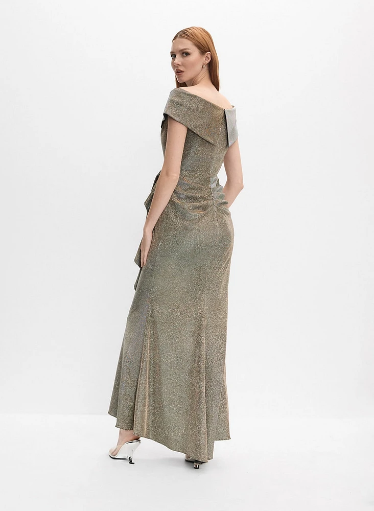 Foil Off-The-Shoulder Dress