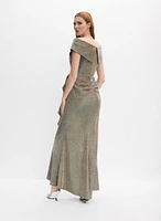 Foil Off-The-Shoulder Dress