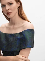Floral Jacquard Off-Shoulder Dress