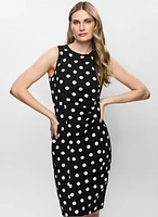 Pleated Detail Polka Dot Dress