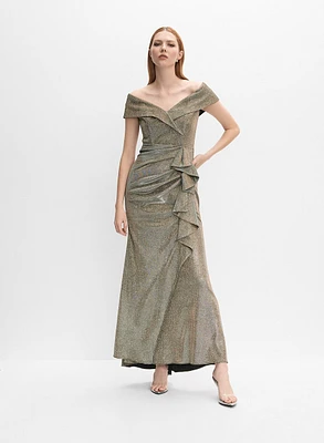Foil Off-The-Shoulder Dress