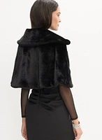 Embellished Faux Fur Cape