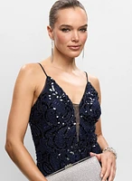 V-Neck Sequin Dress