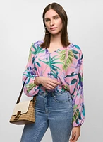 Floral Chiffon V-Neck Blouse