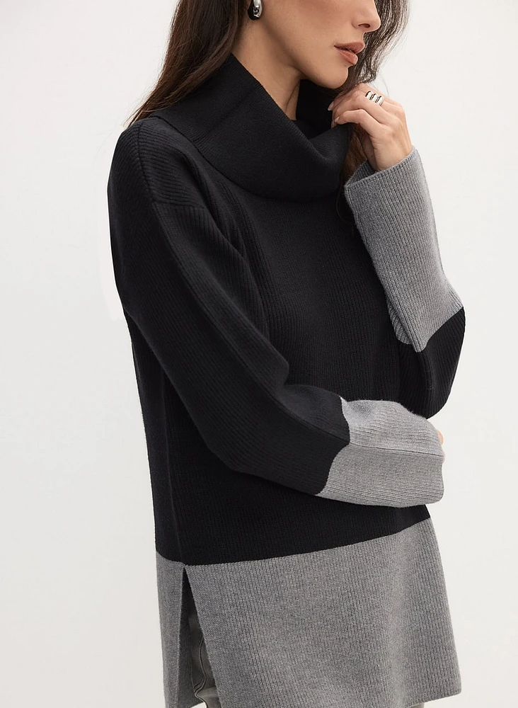 Colour-Block Tunic Sweater