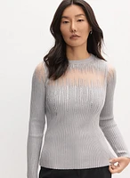 Rhinestone Detail Knit Sweater