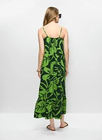 Tiered Palm Print Maxi Dress