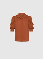 Draped Puff Sleeve Blouse