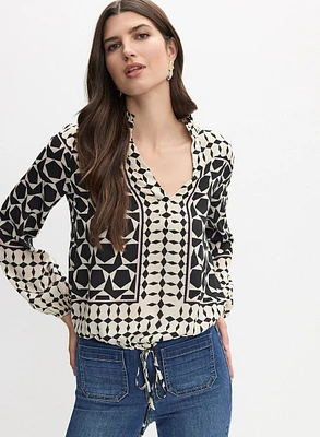 Mixed Geometric Print Blouse