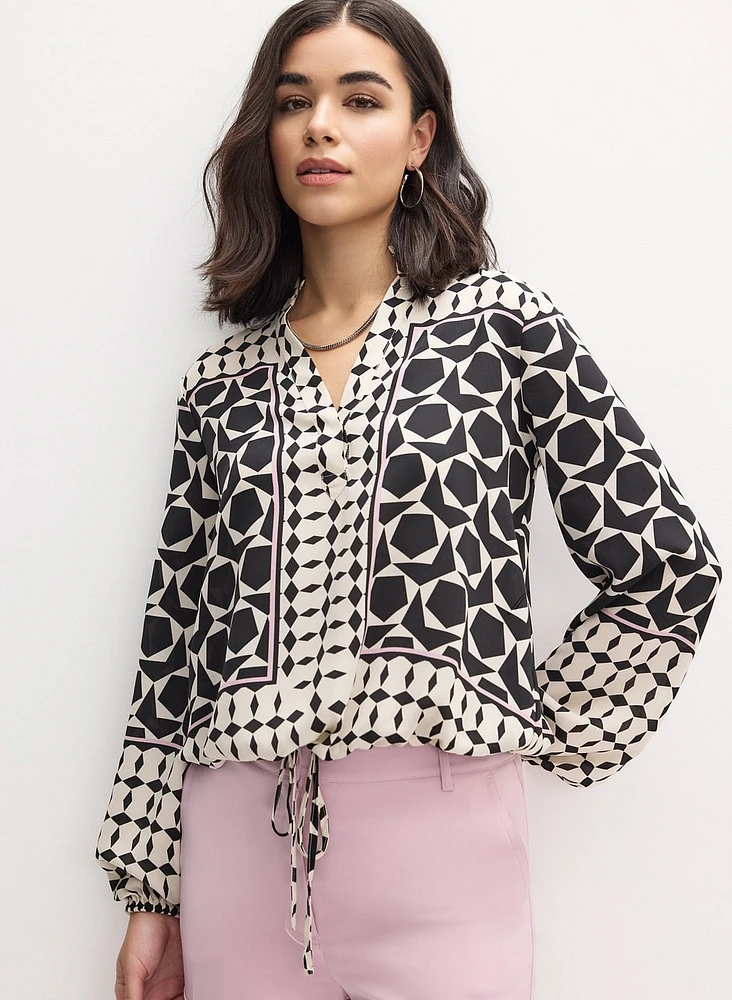 Mixed Geometric Print Blouse