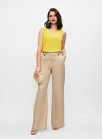 Linen-Blend Wide Leg Pants