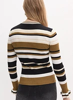 Striped Ruffle Sleeve Sweater